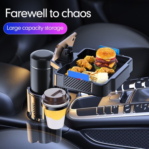 Cup Holder Tray for Car Dual Cap Holder 4IN1 Adjustable Car Cup Holder Multifunctional Car Drink Phone Holders Snack Tray Expander 