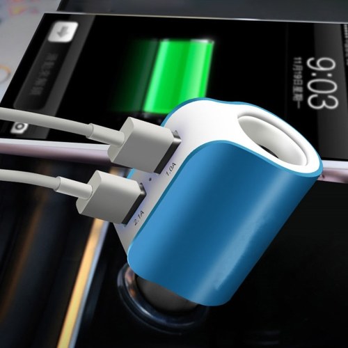 

Quelima 5V 2.1A Dual USB 2.0 Интерфейс Автомобильное зарядное устройство Прикуриватель Синий