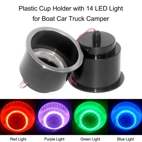 

Plastic Cup Holder with 14 LED Light for Boat Car Truck Camper,Blue Light,2 Packs