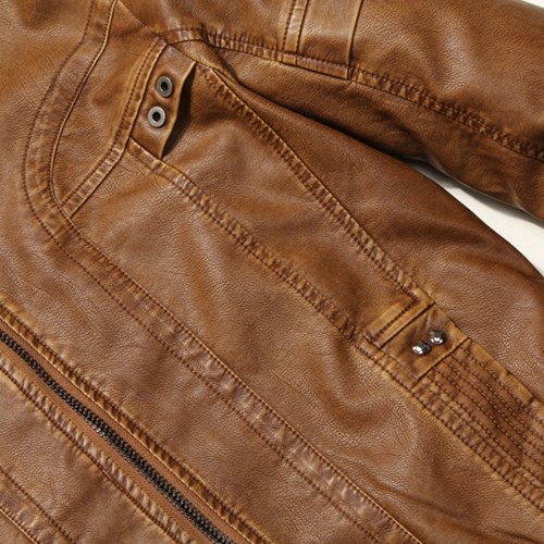 

High-quality Fashion Leather Jacket Men PU Leather Stand Collar Motorcycle Jacket