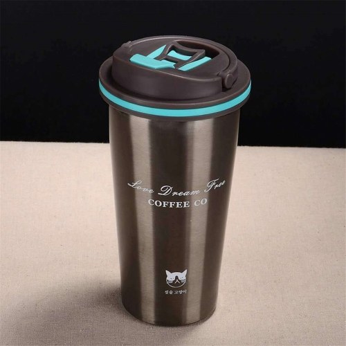 500ml Stainless Steel Car Coffee Cup Leakproof Insulated Thermal Thermos Cup Car Portable Travel Coffee Mug