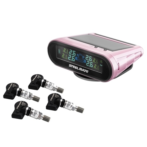 

Steelmate TPMS Tire Pressure Monitoring System Solar Power Display 4 Internal TPMS Sensors