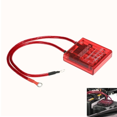Car Digital Voltage Stabilizer Universal 12V Electric Voltage Regulator Rectifier with Earth Ground Cables and Mounting Hardware Kit 