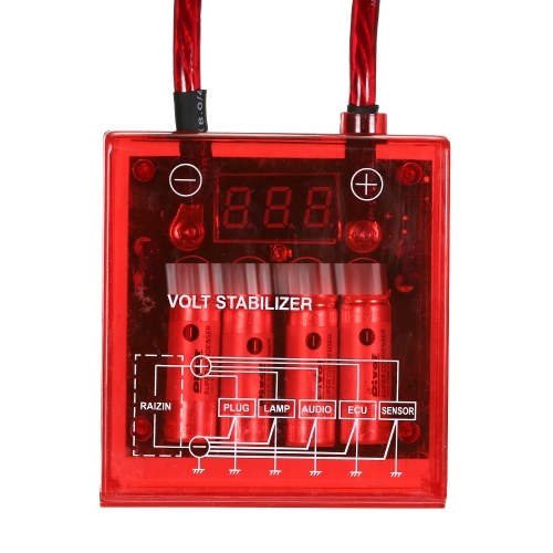 Car Digital Voltage Stabilizer Universal 12V Electric Voltage Regulator Rectifier with Earth Ground Cables and Mounting Hardware Kit 