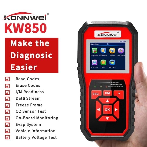 KONNWEI OBDII Scanner Code Reader (KW850) Professional OBDII Anto Scanner Car Diagnostic Check Engine Light Scan Tool for All OBDII Cars Since1996 