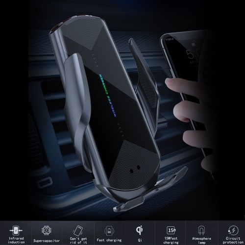 

Car Charger Intelligent Auto-Sensing Clamping Fast Charging 360 Degree Rotation Air Vent Car Mount Holder, 15W Wireless Fast Charger