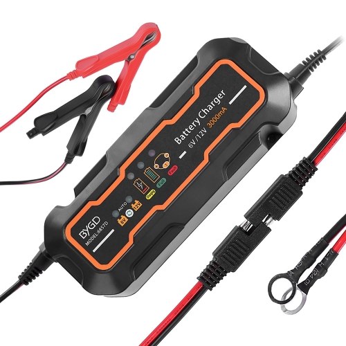 BYGD 6V/12V 3A Smart Car Battery Charger Portable Full Automatic Battery Charger & Maintainer