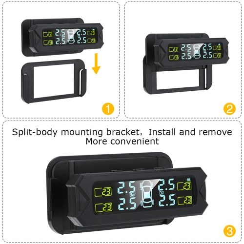 

Tire Pressure Monitoring System,Wireless Solar Power TPMS with 5 Alarm Modes,Auto Backlight LCD Display,4 Sensors 0-81 PSI