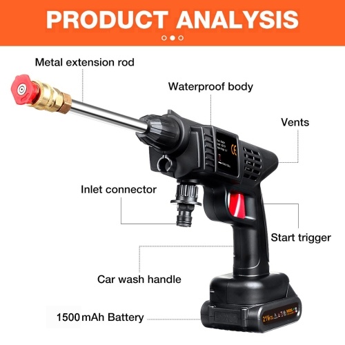 Handheld Cordless Pressure Washer 50PSI Portable Pressure Cleaner with Battery and Charger 