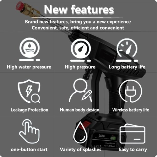 Cordless Pressure Washer 120PSI Portable Pressure Cleaner Handheld with Battery and Charger 