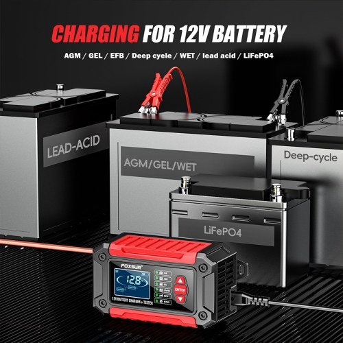 

FOXSUR 12V 6-Amp Battery Charger and Tester for Motorcycle Car