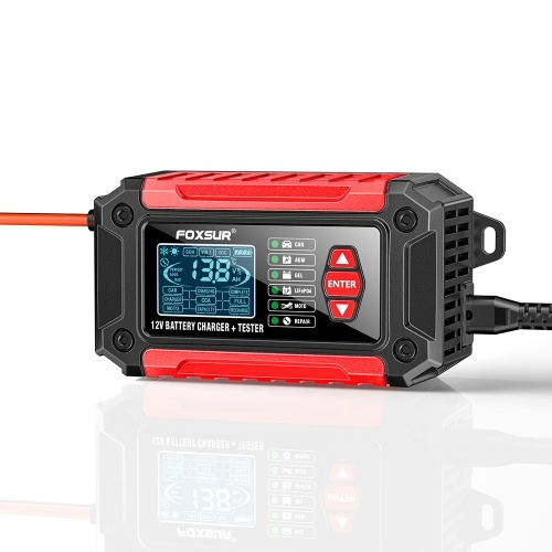 2 in 1 Car Battery Chargers and Tester 12V/6A Intelligent Pulse Repairing Charge Device 