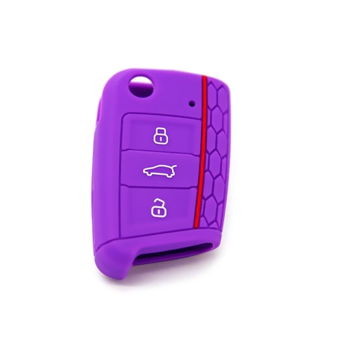 

New High Quality Honeycomb Red-line Car Environmental Silicone Key Fob Protector Cover Case for VW Golf7