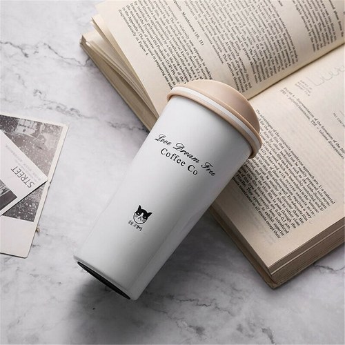 

500ml Stainless Steel Car Coffee Cup Leakproof Insulated Thermal Thermos Cup Car Portable Travel Coffee Mug