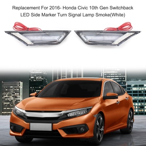 Replacement For 2016- Honda Civic 10th Gen Switchback LED Side Marker Turn Signal Lamp Smoke