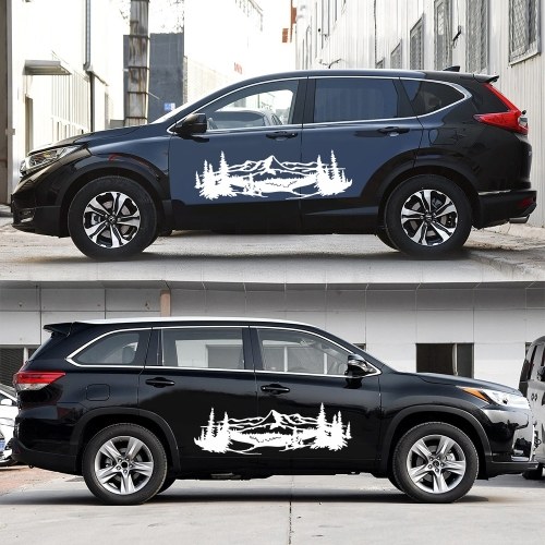 

2pcs Vinyl Mountain Decal Waterproof Car Emblem GraphicSkirt Creative Stripe Refitting body pasting Car Body Styling Sticker for Trunk Rear (9'' inch)