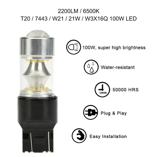 

Sencart T20 7443 W21 21Вт W3X16Q 100W 20xProfessional СИД 2200LM 6500K для автомобиля тормозные Свет фонареи лампы сигнала поворот