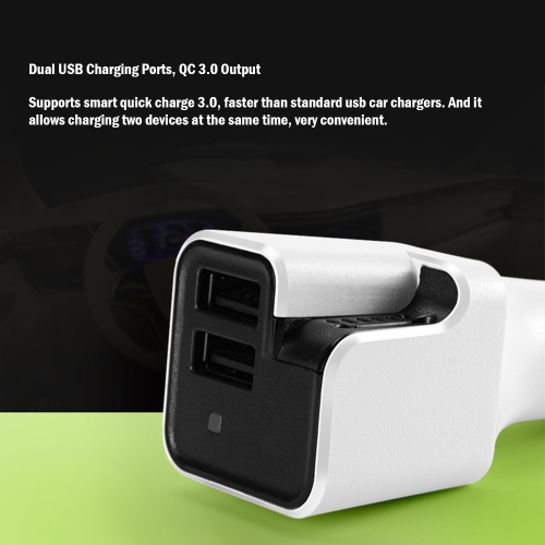 

2-in-1 Car Air Purifier Dual USB Ports Car Charger Rapid Charge QC 3.0 Phone Charging Vehicle Air Refresher Odor Eliminator Remove