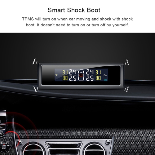 

Junsun TM202.W Solar Power Car TPMS Tire Pressure Monitor System Colorful Display with External Sensor