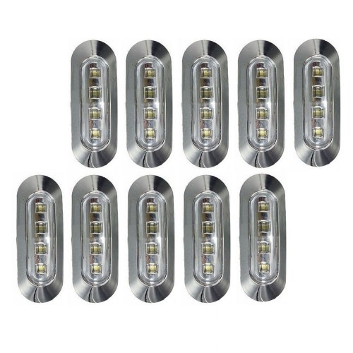 10pcs Chrome Cover Trailer Truck Sidelights Clearance Side Marker Light with 4 LED Lights Lamps of Motor Trucks