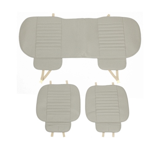 3Pcs Car Seat Cover Breathable Bamboo Pad Mat PU Leather for Auto Chair Cushion