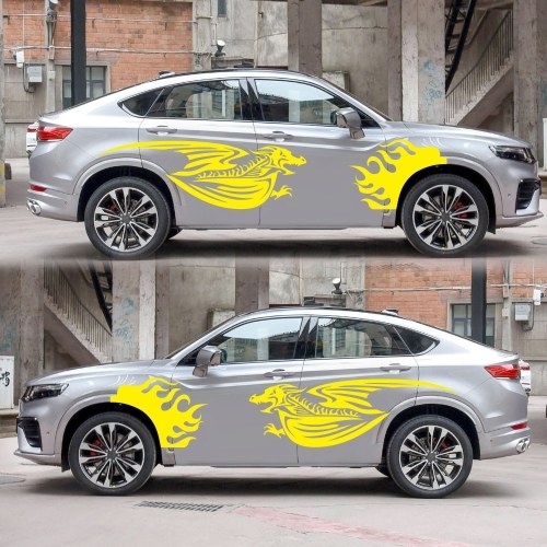 

1Pair Car Sticker Dragon Decal Side Door Stripes Sticker Racing Decals