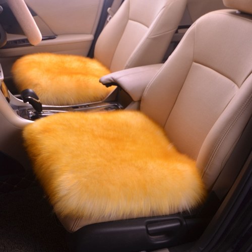 

Car Seat Pad Vehicle Universal Wool Small Square Cushion without Backrest Autumn Winter Keeping Warm Thickening Style Yellow