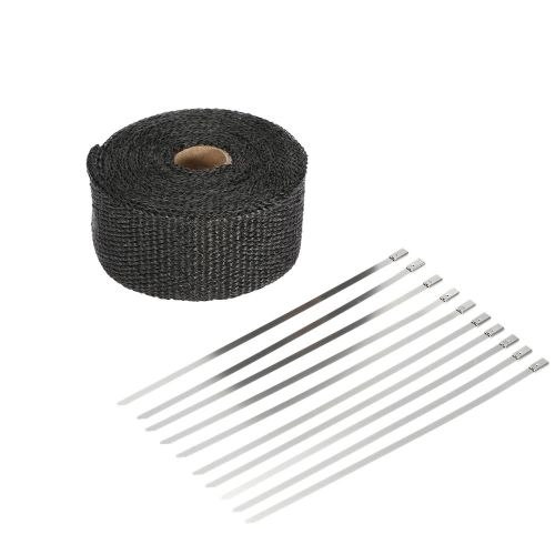 

5m Fiberglass Heat Exhaust Wrap Roll Motorcycle Car Heat Insulated Wrap Turbo Intake Manifold Heat Wrap Durable Heat Shield Tape with 10 Ties