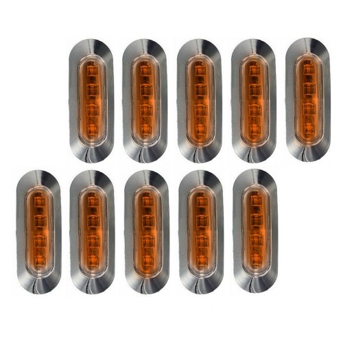 

10pcs Chrome Cover Trailer Truck Sidelights Clearance Side Marker Light with 4 LED Lights Lamps of Motor Trucks