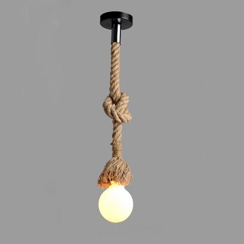 Lixada 400cm AC220V E27 Single Head Vintage Hemp Rope Hanging Pendant Ceiling Light Lamp Industrial Retro Country Style Dining Hall Restaurant Bar Cafe Lighting Use