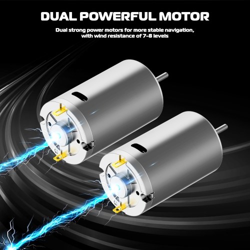 Fishing Bait Boat 500m Remote Control Bait Boat Dual Motor Fish Finder 2KG Loading 18000mAh Battery Support Automatic Cruise/Route Correction with Night Light Turn Signal 