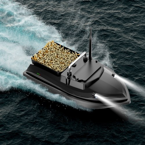 Fishing Bait Boat 500m Remote Control Bait Boat Dual Motor Fish Finder 2KG Loading 18000mAh Battery Support Automatic Cruise/Route Correction with Night Light Turn Signal 