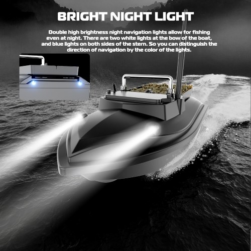 Fishing Bait Boat 500m Remote Control Bait Boat Dual Motor Fish Finder 2KG Loading 18000mAh Battery Support Automatic Cruise/Route Correction with Night Light Turn Signal 