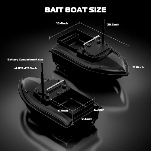 Fishing Bait Boat 500m Remote Control Bait Boat Dual Motor Fish Finder 2KG Loading 18000mAh Battery Support Automatic Cruise/Route Correction with Night Light Turn Signal 
