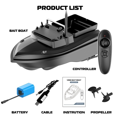 Fishing Bait Boat 500m Remote Control Bait Boat Dual Motor Fish Finder 2KG Loading 18000mAh Battery Support Automatic Cruise/Route Correction with Night Light Turn Signal 