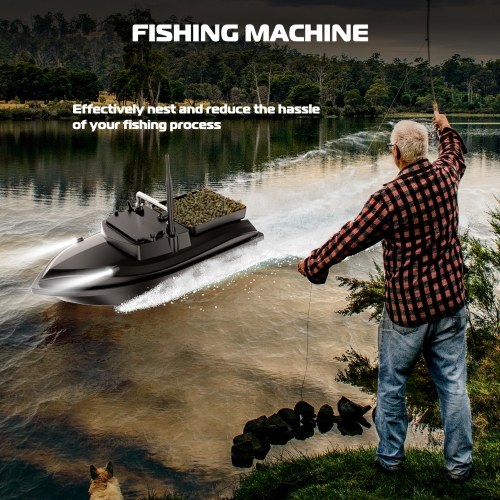 Fishing Bait Boat 500m Remote Control Bait Boat Dual Motor Fish Finder 2KG Loading 18000mAh Battery Support Automatic Cruise/Route Correction with Night Light Turn Signal 