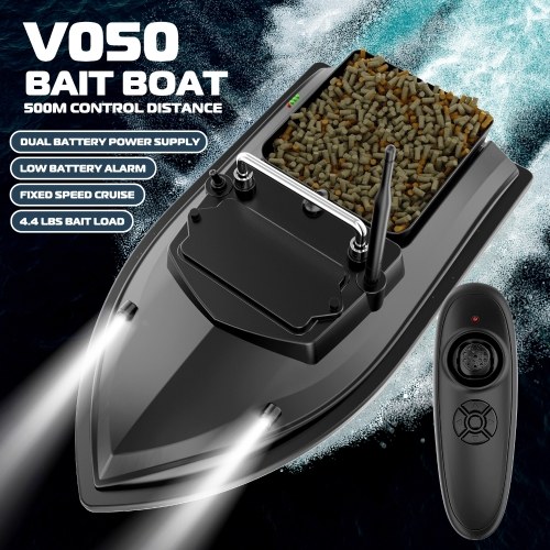 Fishing Bait Boat 500m Remote Control Bait Boat Dual Motor Fish Finder 2KG Loading 18000mAh Battery Support Automatic Cruise/Route Correction with Night Light Turn Signal 