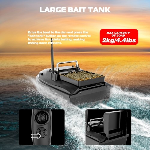 Fishing Bait Boat 500m Remote Control Bait Boat Dual Motor Fish Finder 2KG Loading 18000mAh Battery Support Automatic Cruise/Route Correction with Night Light Turn Signal 