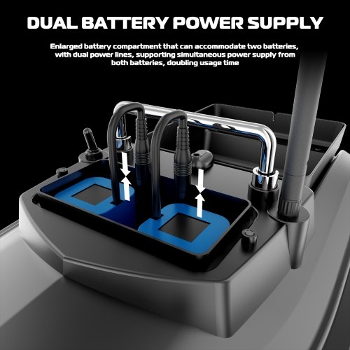 Fishing Bait Boat 500m Remote Control Bait Boat Dual Motor Fish Finder 2KG Loading 18000mAh Battery Support Automatic Cruise/Route Correction with Night Light Turn Signal 
