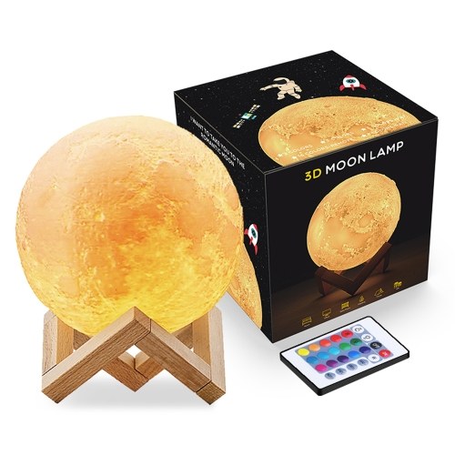 16 Colors 3D Printing LED Moon Light Lunar Night Lamp(18CM)