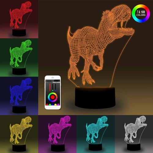 3D Smart Night Light Tablero Illusion LED Lámpara 7 colores Ajuste de brillo Control de aplicación regulable