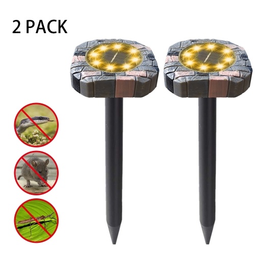 

Solar Powered Ultrasonics Pest Repeller LEDs Lawn Light Repel Mole Gopher Vole Mouse Chaser for Outdoor for Lawn Garden Yard Home Humane Pest Control Rodent Repellent 2pack