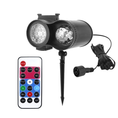 

A C 85-240V 15W LEDs 48 Patterns Mini Projector Lights Spot Outdoor Lawn Lamp Moving Rotatable Snowflake Water W-ave Spotlight Rotating Lighting Fixture with RF Remote Control Controller IP65 Water Resistance Supported 12 Film Cards Changeing Diverse Ligh