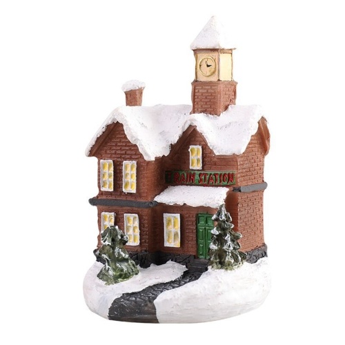 

Christmas Scene Houses Building House with Warm LEDs Light Batter-y Operated Christmas Ornamnet Gift