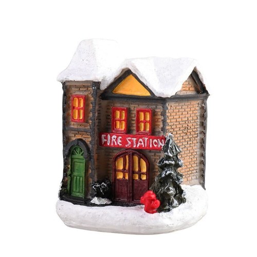 

Christmas Scene Houses Building House with Warm LEDs Light Batter-y Operated Christmas Ornamnet Gift