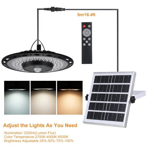 180LEDs Solar Powered Pendant Lamp Wall Lamp Garage Light Motion Sensor Light with Remote Controller 