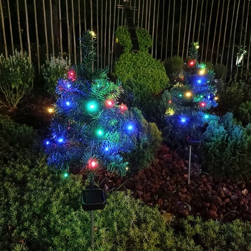 Solar-powered Christmas Tree Lights Christmas Ambient Lights LED Colorful Lights for Garden Yard Patio