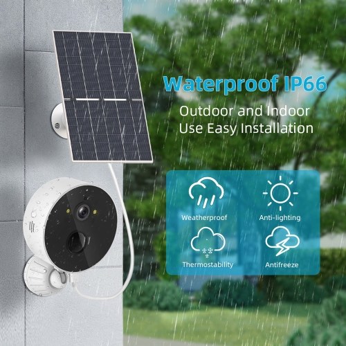 

2MP Wifi 1080P Solar Camera Outdoors Waterproof Night Vision AI Motion Detection Monitor with Two-Way Audio
