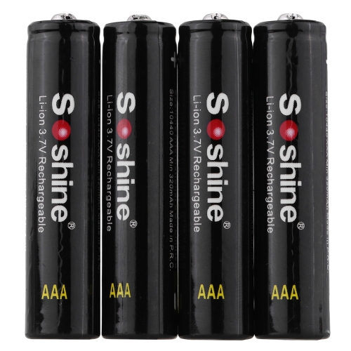 

Soshine 4pcs 3.7V AAA 10440 350mAh Rechargeable with PCB Protected Board Li-ion Lithium Battery