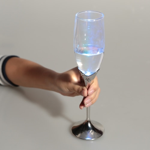 LED Light Up Champagne Glass Tulip-Shaped Glowing Pressure Sensing Multicolor Goblet Beer Whisky Wine Drinkware Pub Party Use